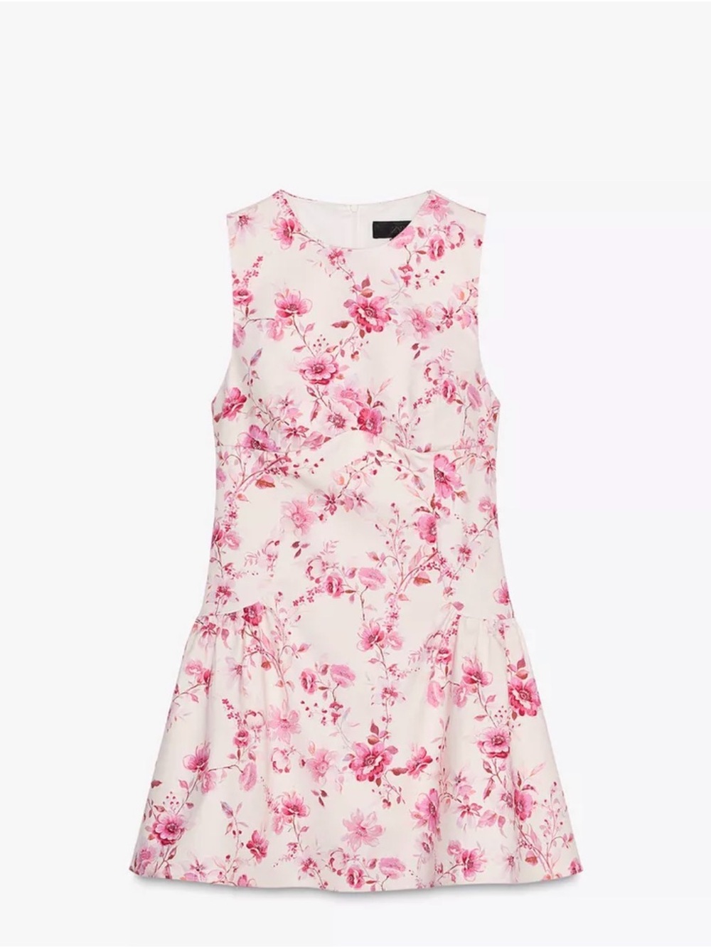 Zara White Mini Dress with Pink Floral Print